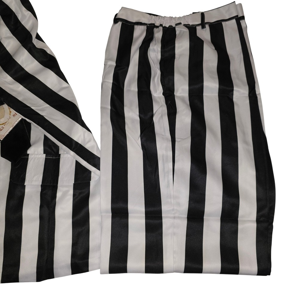 Beetlejuice Costume Set Mens XL Striped Blazer Pants Wig Tie Halloween Cosplay - Picture 6 of 8
